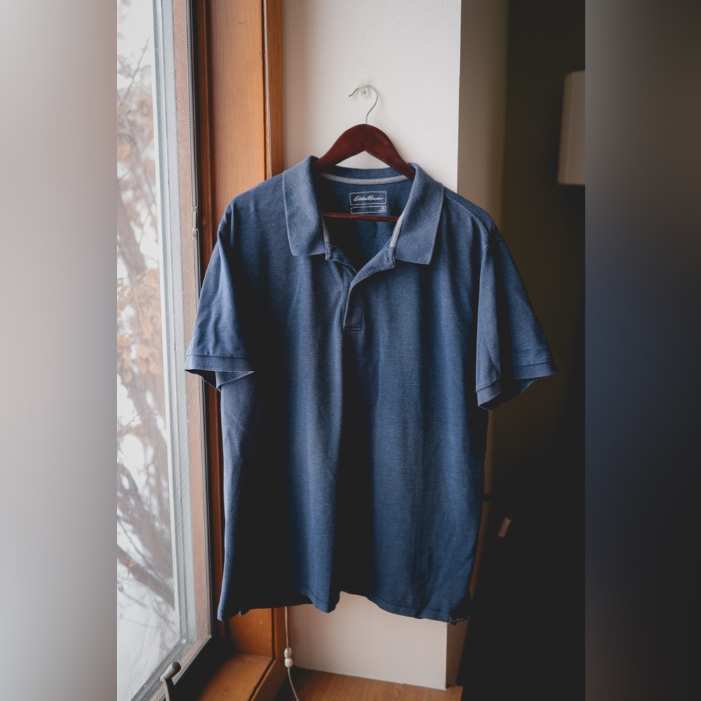 Eddie Bauer dark blue polo shirt